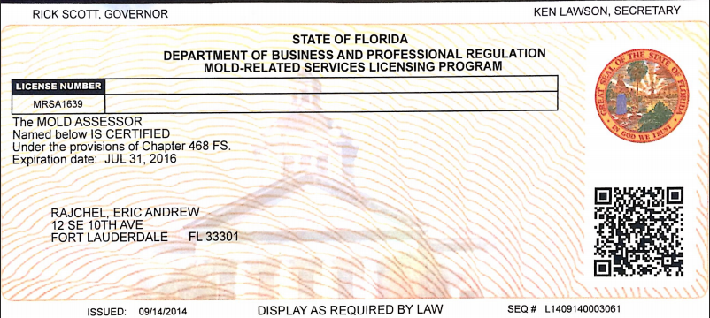 Licensed Florida Mold Assessor